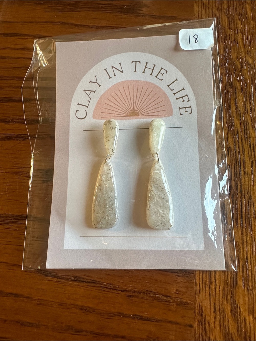 Hand Crafted White Marble-Look Drop Earrings